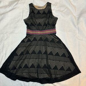 Bailey Blue black mini halter dress, mesh with nude liner, size small